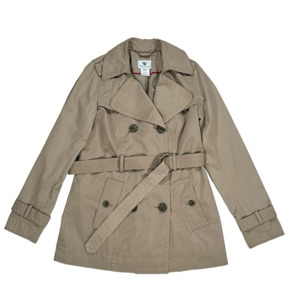 Worthington Women's Tan Beige Trench Double Breasted Coat Jacket XL